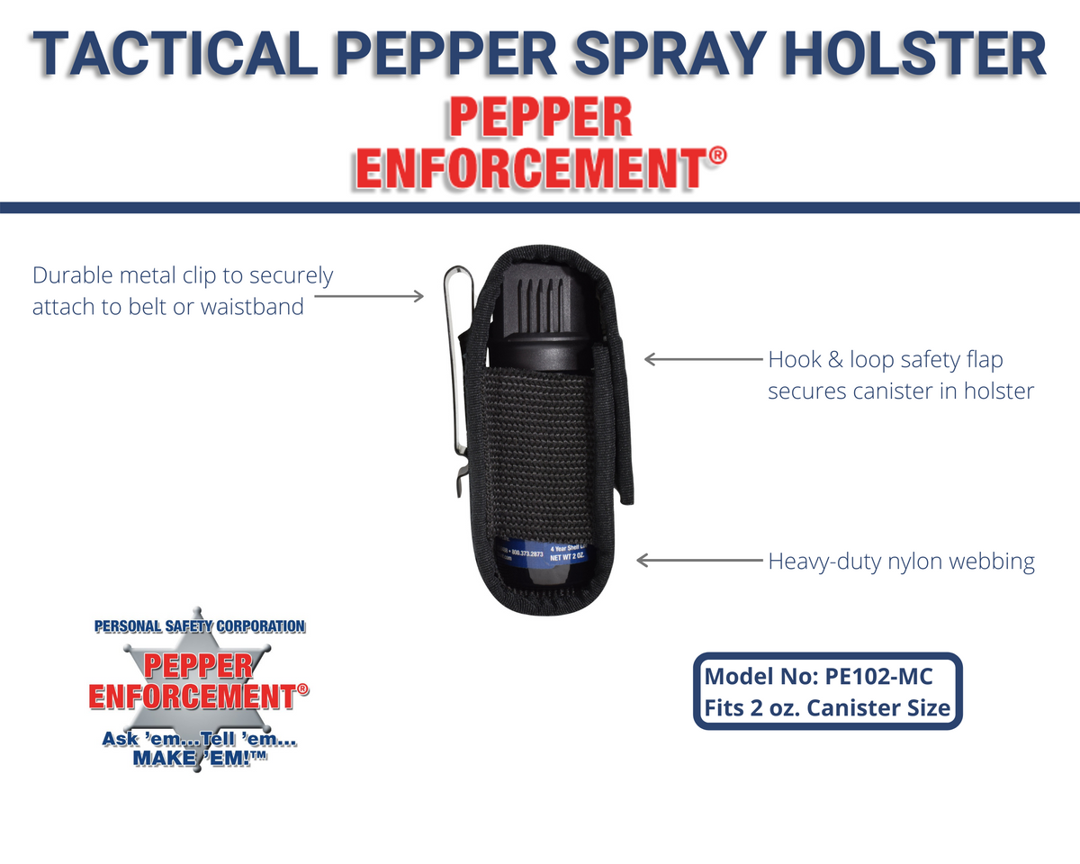 2 oz. Nylon Pepper Spray Holster with Metal Belt Clip – Pepper Enforcement