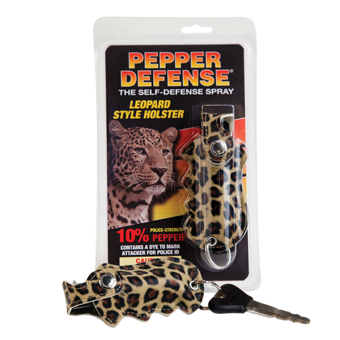 Pepper Defense® Brand Self-Defense Spray | .5 Oz. Unit | Leopard Style Holster